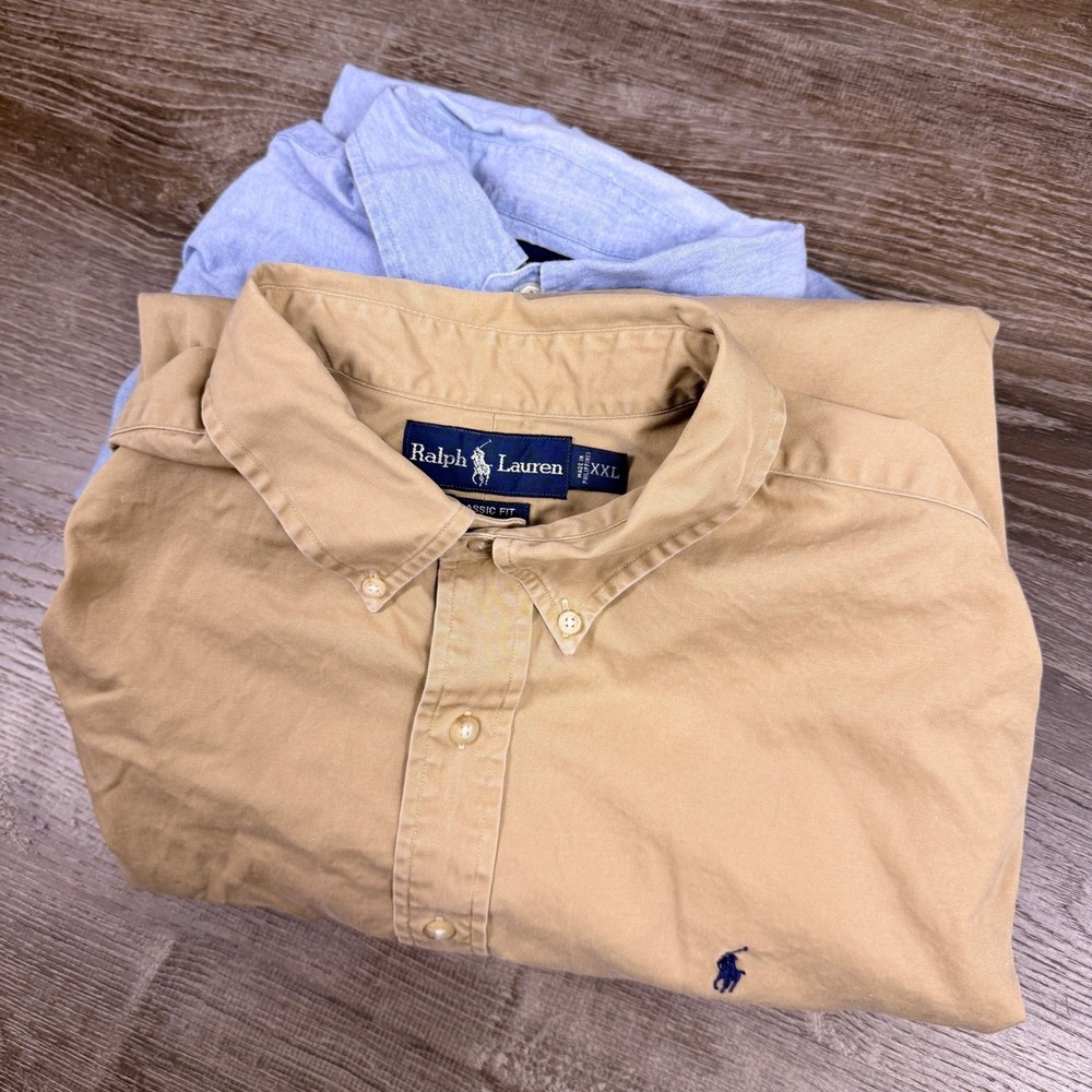 Lot of 2 VTG Ralph Lauren Button Down Shirts Mens XXL Classic Fit Heritage Prep